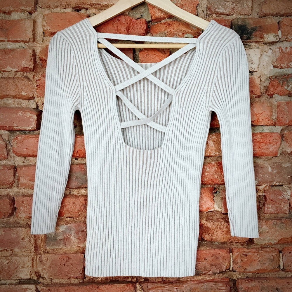 Strappy ribbed sweater